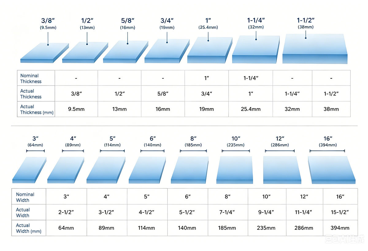 PVC Exterior Trim Standard Sizes