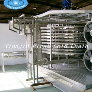 China automatic Double Spiral IQF Freezer / Individual Quick Freezer