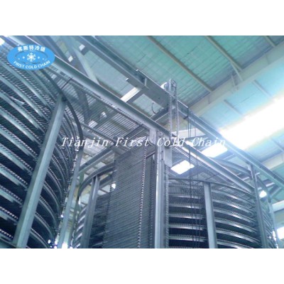 China Double Spiral Quick Freezing 3000kg/h  with Plastic Material belt for bakery