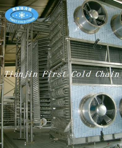 China solo congelador rápido espiral 500kg / h para el camarón con acero inoxidable