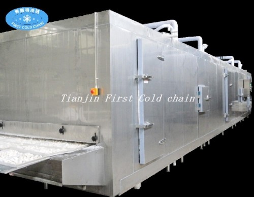 China Congelador de túnel de 600kg / h finamente procesado con acero inoxidable lleno para camarones