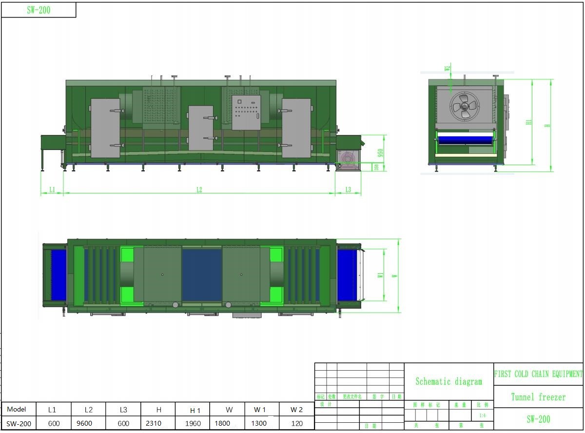 first cold chain tunnel freezer drawing