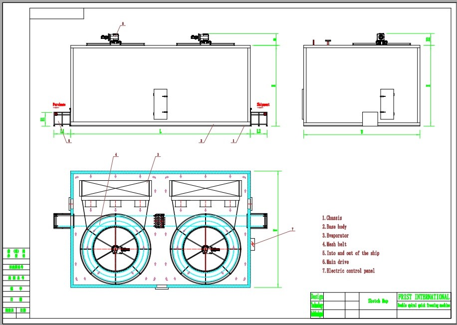 Double Spiral Freezer for Meat Seafood Fish Bread