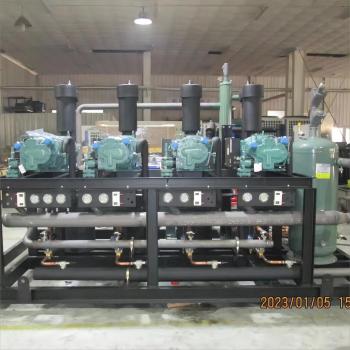 First cold chain Compressor unit Refrigeration for IQF freezer the capacity from 1000 to 2000kg/h
