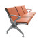 Strong 3 Steaters Orange Steel And PU Waiting Chair