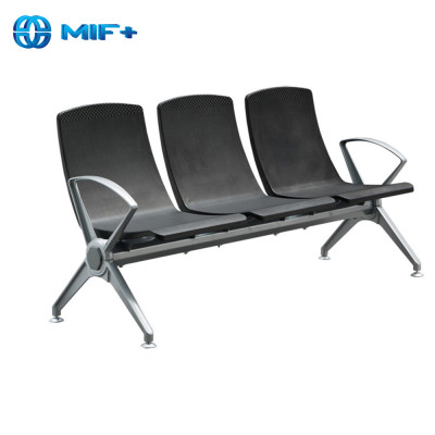 firm 3 seaters aluminium alloy black waiting chair