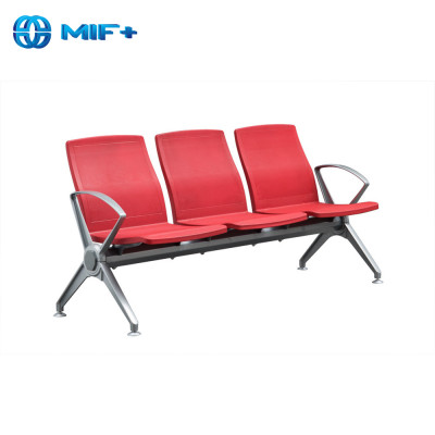 cheap 3 seaters red steel and pu seat back waiting chair