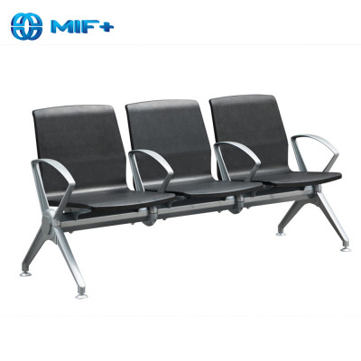 Hot sale 3-seater black steel chair for public area
