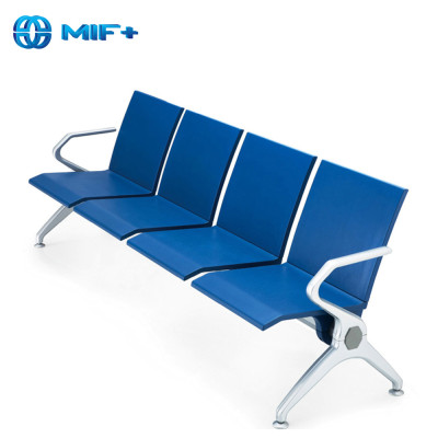 best sale 4-seater blue steel public seating chair