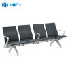 4 seaters steel black waiting chair with pu back and seat