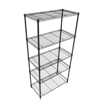 Classics 5-Tier Black Epoxy Steel Wire Shelving with industrial-strength steel and features black epoxy coating.