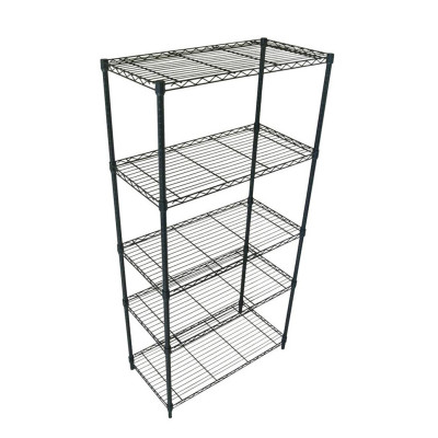 Classics 5-Tier Black Epoxy Steel Wire Shelving with industrial-strength steel and features black epoxy coating.
