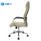 White Leather Adjustable Office Chair, Ergonomic Swivel High Back Office Chair