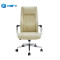 White Leather Adjustable Office Chair, Ergonomic Swivel High Back Office Chair