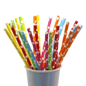 Party Striped Chevron and Polka Dot Paper Straws, Drinking Paper Straws