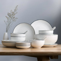 Dish plate, household ceramic creative round Korean cutlery set