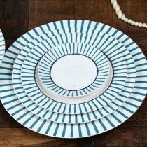 Simple blue bar style western-style plate