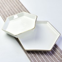 Hexagonal ceramic rice plate