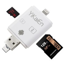 YiKaiEn iReader USB SDHC SDXC Micro SD OTG Card Reader Support Photo Scrolling Through and Thumbnail Pictures For IOS iPhone iPad & MAC PC Max Support 128G Micro SD Card