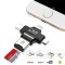 USB Card Reader, 4 in 1 Memory Card Reader USB 2.0 Multi Function USB Connector Support TF Cards for iPhone, iPad,Mac, PC,Android(black)