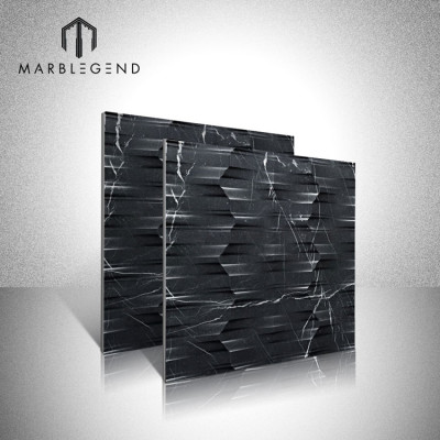 بلاط الجدران الرخامي الأسود غير القابل للتأكسد 3D Marquina