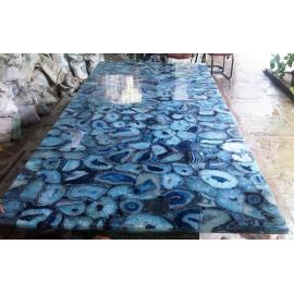 Pared de piedras preciosas y encimera Decor azul piedra de ágata proveedor chino