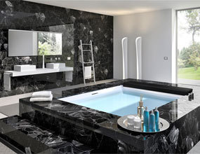 Design luxury Bathroom black obsidian semi-precious stone project