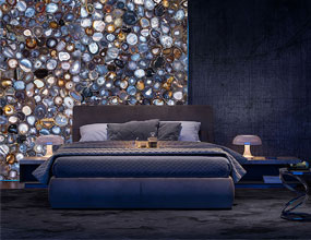 Design atural Backlit Agate Master Bedroom Wall