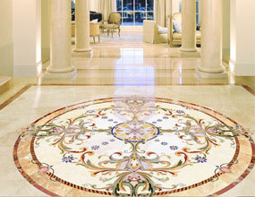 Residential Grand Entrance Waterjet marble flooring