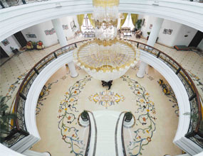 villa lobby marble waterjet medallion carpet marble flooring design