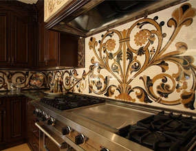 Design home marble waterjet kitchen marble inlay backsplash