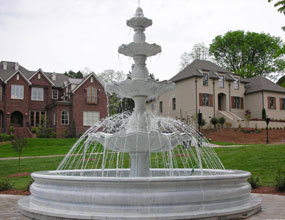 PFM Custom Four Tiered Marble Garden Fountain