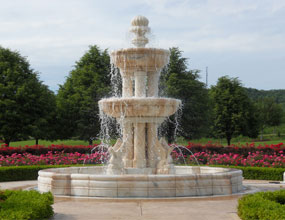 Outdoor 2 Tiered Fountain Marble Cremation Urns For Hotel&Villa Project Design