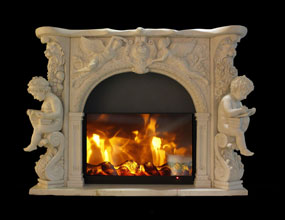 Angel Marble Fireplace With  Cherub Statue