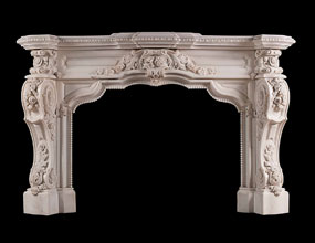 Hand Carved Flower Marble Fireplace