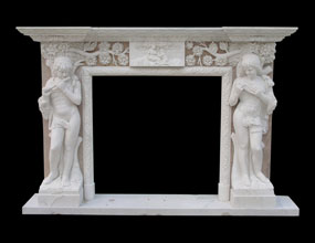 Sexy Nude Women Carved Marble Stone Fireplace