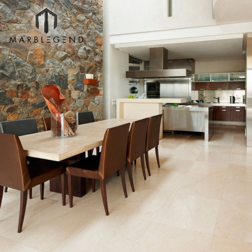 Природные испанские бежевые мраморные плиты Crema Marfil Premium Marble Interior Design