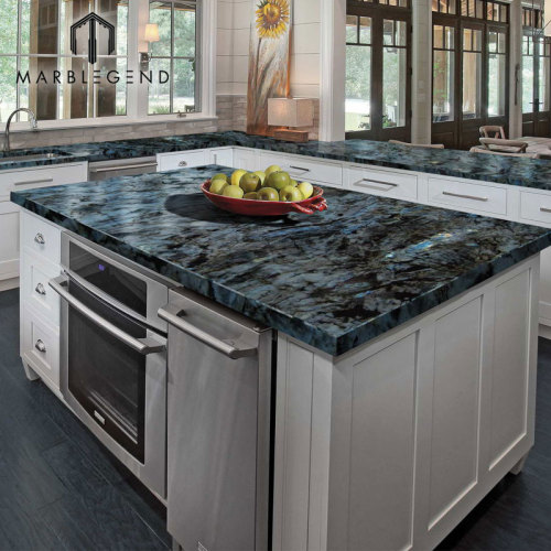 PFM Blue Labradorite Lemurian Granite Kitchen Countertops With Full Backsplash