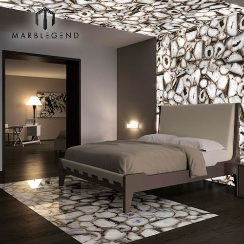 Translucent Crystal White Semi Precious Agate Stone Wall And Floor Tiles
