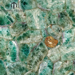 Зеленые каменные напольные покрытия Уличные плитки Изумрудный флюорит Полудрагоценный камень Кварцевая плитка