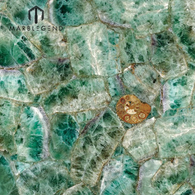Baldosas de suelo de piedra verde Baldosas de cuarzo de piedra semipreciosa de fluorita esmeralda