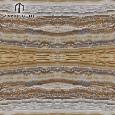 El panel de losa de losas de Onyx Bookmatched para el revestimiento de la pared del hotel Empire Gold Onyx