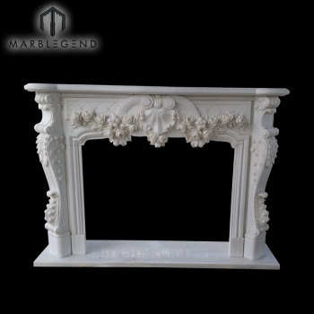 Custom Design Impressive Carved Louis LV Style Marble Fireplace Surround Mantel