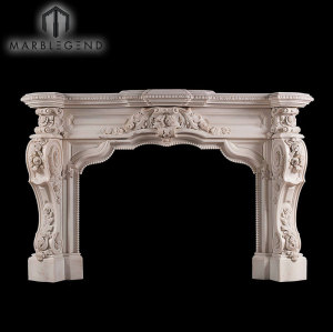 Custom Design Hand Carved Flower Marble Fireplace Surround