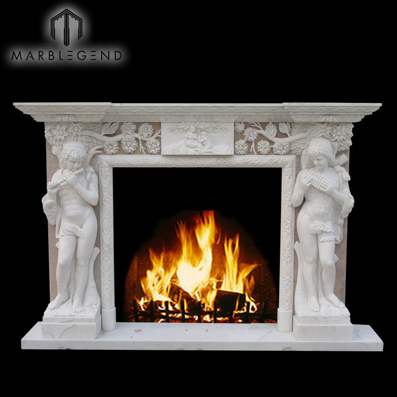 Hand Sexy Nude Women Carved Sculpture Marble Stone Fireplace Mantel