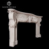Hand Carved Sculpture Natural Marble Stone Fireplace Mantel Surround