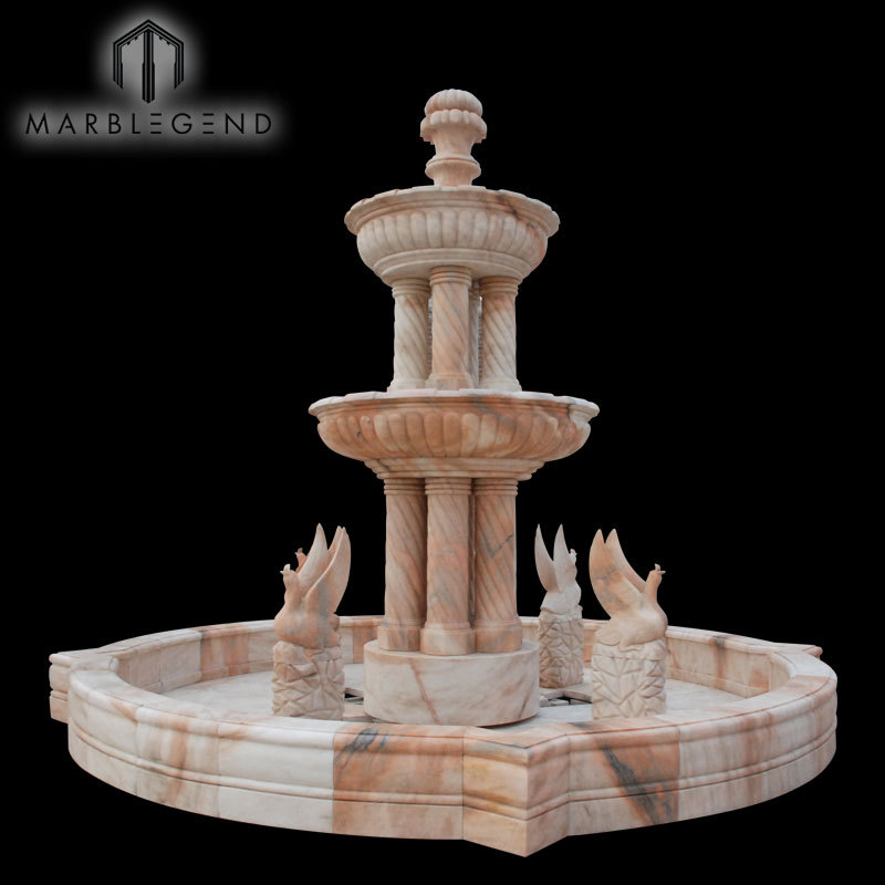 Custom Hand Carved Statue Marble Water Fountain With Column