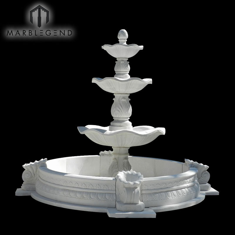 custom classic white marble outdoor water fountain China carved marble tiers water garden fountain manufacturer