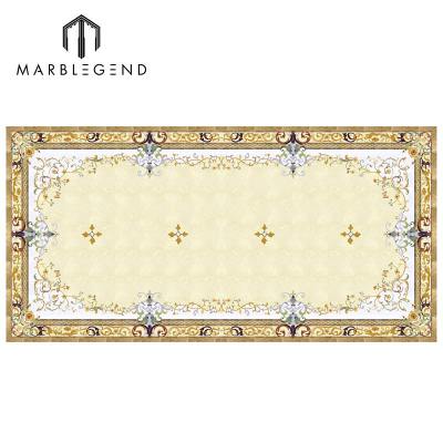 Luxury Rectangle Marble Waterjet Medallion For Lobby Floor Design