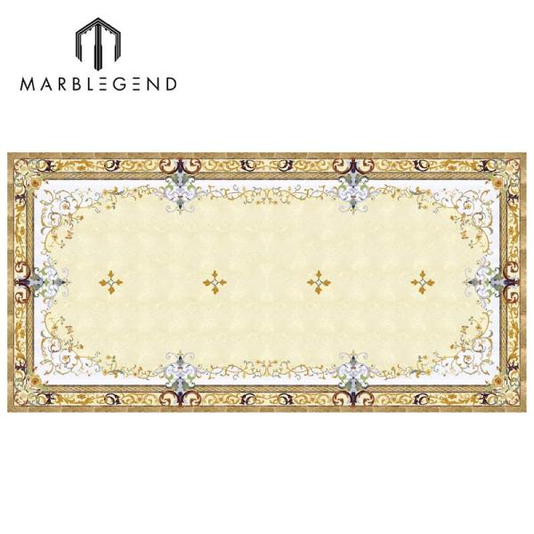 Luxury Rectangle Marble Waterjet Medallion For Lobby Floor Design